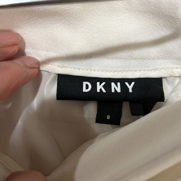 DKNY off white lined ankle length wide leg pant size 8 - Picture 7 of 9